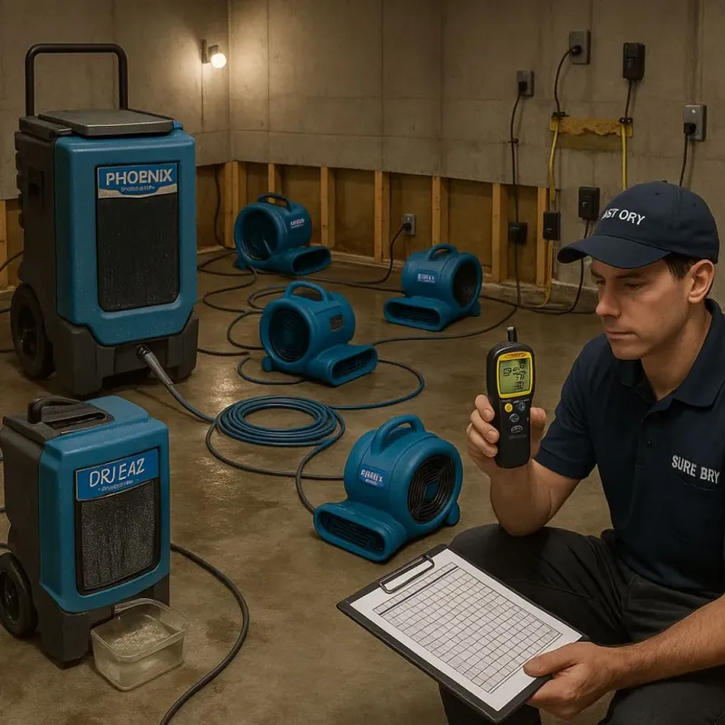 Structural Drying and Dehumidification process in Elmwood, LA